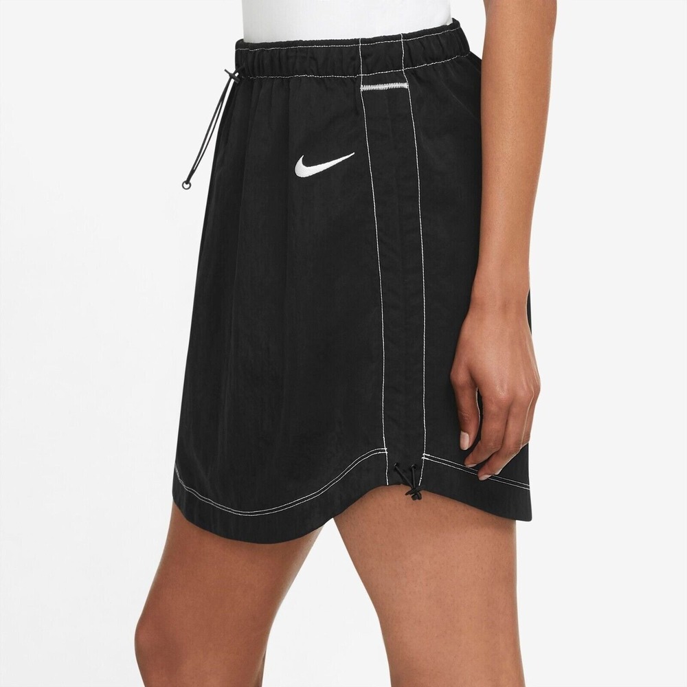 NEW Nike Sportswear Nylon Swoosh High Rise Skirt Women's‎ Small DM6199-010 Black